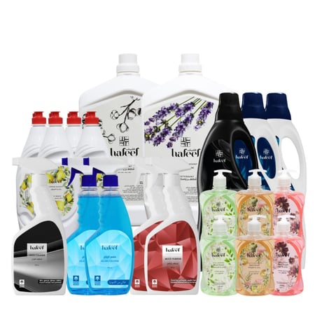 باقة التنظيف اليومية هفيف 20 عبوه شامله لكل المنظفات المنزلية