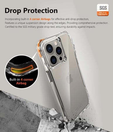 صورة كفر ايفون 13 شفاف مع بكج حماية ايفون 13 مع ميزة مقاومة الصدمات