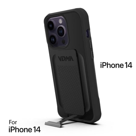 كفر ايفون 14 برو ماكس لون اسود مع ستاند مخفي مع مسكة و ماجسيف