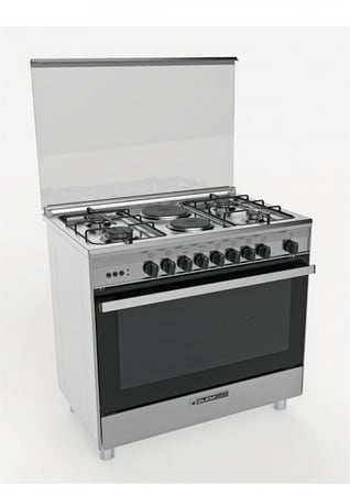 فرن غاز جليم غاز، 60*90 سم، 4 عيون غاز + 2 كهرباء، أمان تام، ستيل - موديل SE966GIFS