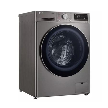 غسالة LG، تعبئة أمامية، 9 كجم، تجفيف 75%، 1400 دورة، استيل - موديل WFB0914XM