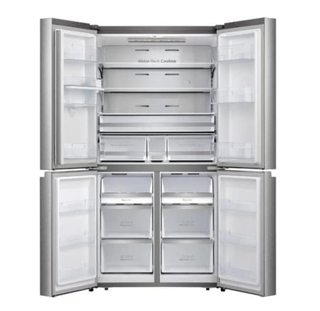 هايسنس ثلاجة جنبا الى جنب 4 ابواب, كومبرسور انفرتر, 20.5 قدم, 583 لتر,استيل - RQ72W2NR