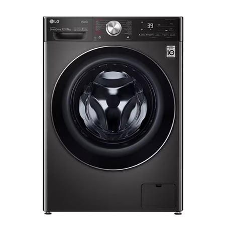 غسالة LG، فتحة أمامية، أوتوماتيك، تنشيف 100%، فضي ستيل، 12 كجم - موديل WSV1208BST