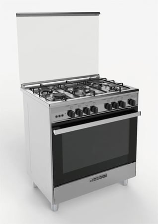 "مطبخ جليم غاز 60*80 (5) شعلات غاز ، أمان تام ، متعدد الوظائف ، مروحة - أستيل"