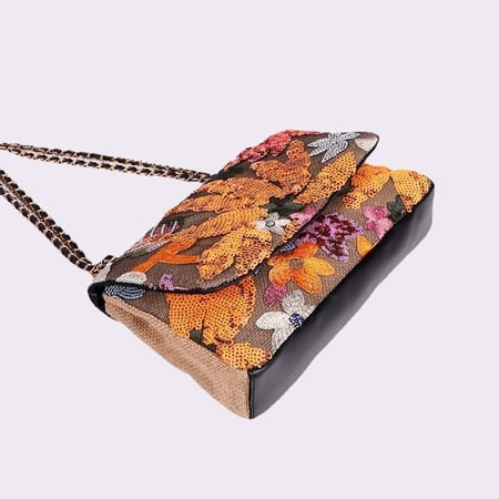 هاي فوكال المرأة الوجه سعة كبيرة البرتقال الترتر حقيبة تحت الإبط