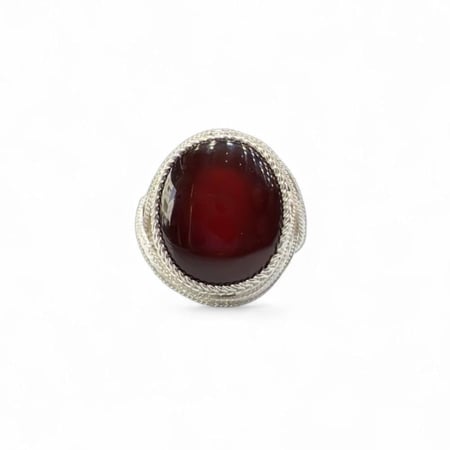 خاتم عقيق يمني كبدي صياغه نجرانية سلك يدوي