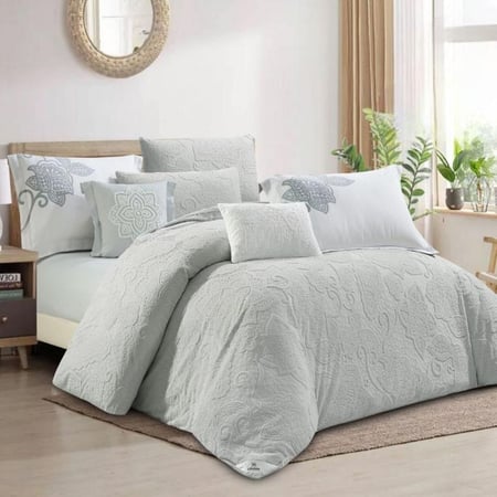 طقم مفرش كنج من هورس لحاف نفرين قماش ناعم جاكار ونقشة عصرية 8 قطع SAMAR-05