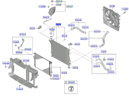 25310C5850 رديتر ماء سنتافي 2020 اصلي