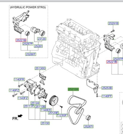 252122G750 سير دينمو سوناتا 2012 + سنتافي اصلي