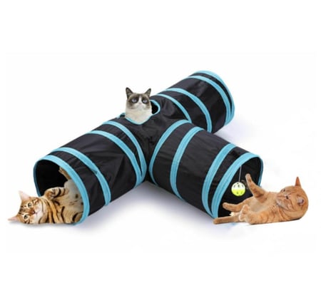 لعبة النفق الثلاثي المصنوعة من النايلون القابل للطي على شكل الحرف T