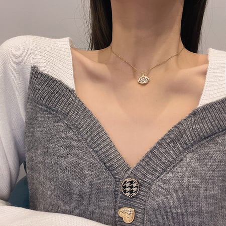 عقد تاج زركون كوري فاخر - 28   6.2 سم  بلاك سيزون