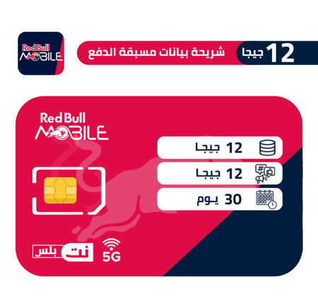 ريدبل موبايل شريحة بيانات 12 جيجا 30 يوم