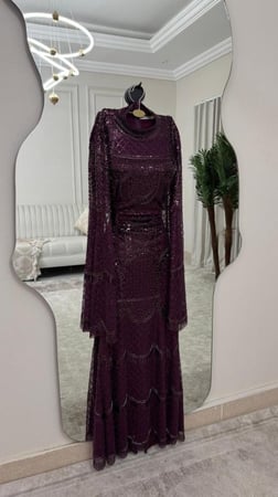 فستان سهرة تطريز كامل