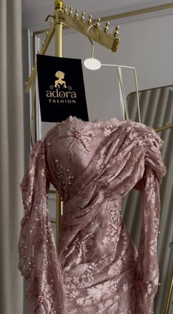 فستان سهره دانتيل وردي