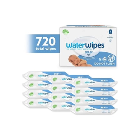 مناديل مبللة للبشرة الحساسة، مقاس 12×60، 720 منديل، من ووتر وايبس