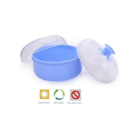 علبة بودرة صغيرة الحجم وخفيفة الوزن ومناسبة للسفر وقابلة لاعادة الملء مع اسفنجة بودرة ناعمة ورقيقة وغطاء شفاف (عبوة من 3 الوان مختلفة)