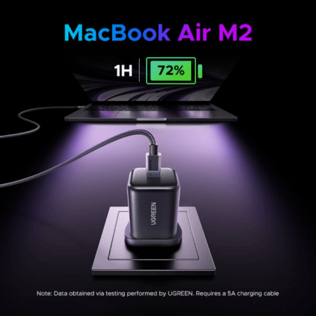 يوجرين - شاحن جداري نيكسود بتقنية GaN بمنفذPd وبقوة 45 واط - رمادي