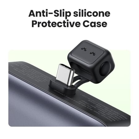 يوجرين - شاحن متنقل بـUSB-C مدمج ومنفذ USB-C بسعة 5000 مللي أمبير وبقوة 22.5 واط - رمادي