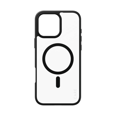 بانزر جلاس-كفر حماية ايفون 16 برو ماكس CARE يدعم تقنية الماج سيف - شفاف إطار أسود