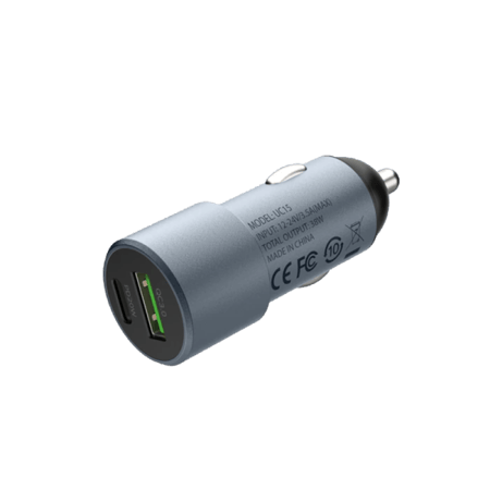 موماكس- شاحن سيارة UC15E بمنفذ PD 20 واط ومنفذ USB ومجموع القوة 38 واط - رمادي