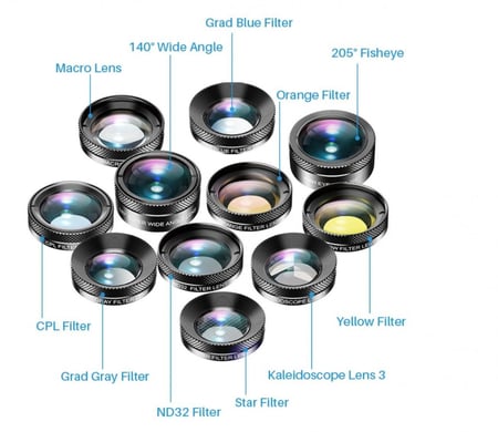 عدسات وفلتر للجوال 11 في 1 يونيفرسال