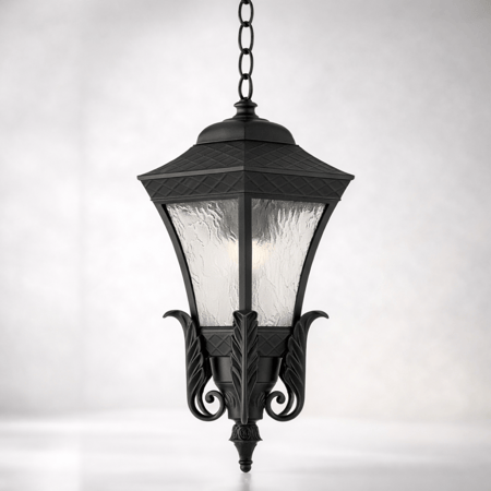 فانوس خارجي كلاسيكي معلق – أسود كبير