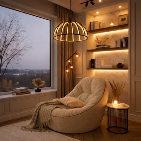 علاقي قفص بإضاءة LED مدمجة – أسود | LED Cage Pendant | علاقي قفص مضيء