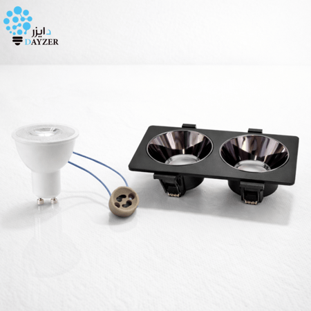 اطار سبوت لايت مزدوج 14×7 سم + لمبة GU10 ‏7 واط CRI95