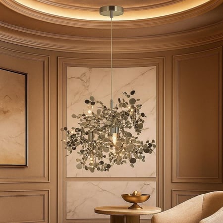 ثريا معدنية عصرية بتصميم أوراق عاكسة للضوء – مقاس متوسط | Sparkle Bloom | سبـاركل بلوم