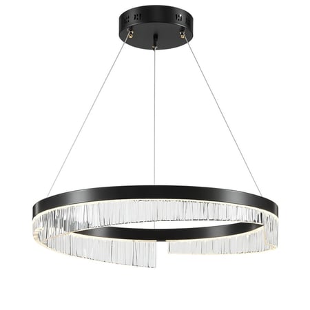 ثريا معلقة كريستال لون اسود لامع – موديل دائري أنيق | Crystal Halo