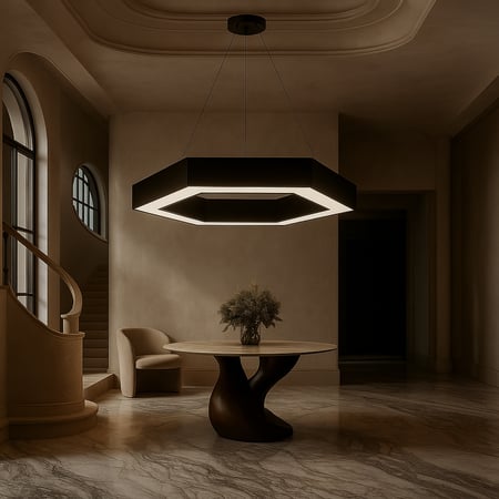 علاقي مكتبي سداسي بانل 80 سم – 60 واط، إطار أسود