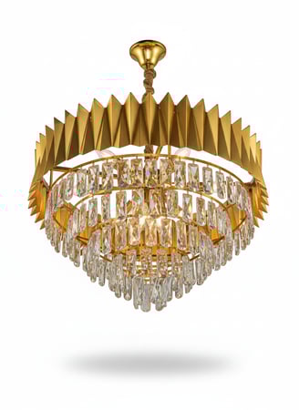 ثريا كريستال دائرية متعددة الطبقات – تصميم ذهبي فاخر