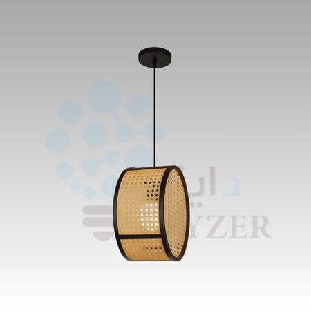 علاقي خيزران أسطواني بإطار داكن – تصميم كلاسيكي مفرغ | Cane Barrel | أسطوانة القش