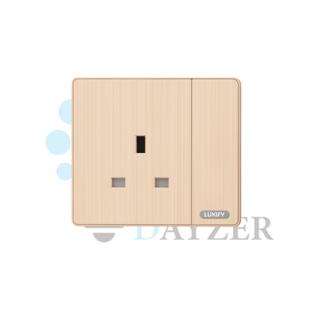 فيش 13 أمبير مع مفتاح مفرد | LUXIFY ذهبي خشبي