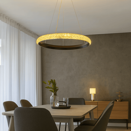 ثريا LED حلقية معلّقة – تصميم عصري بإضاءة كريستالية-ثلاثة الوان