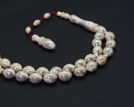 قوافل سبحة من عاج الطبيعي مشغول بالفضة IV0045