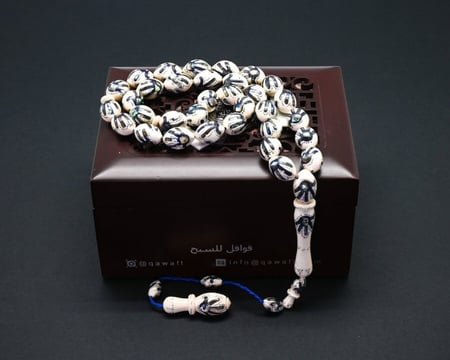 قوافل سبحة من عاج طبيعي و الصدف الازرق النادر و الفضة IV0064