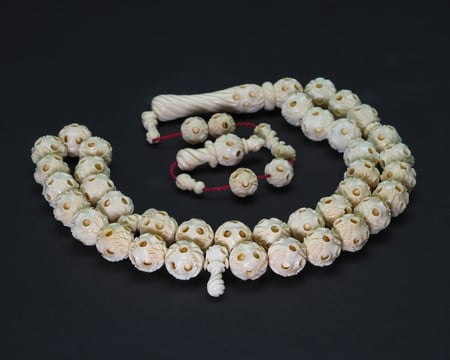 قوافل سبحة من عاج طبيعي منحوت عمل خاص IV0047