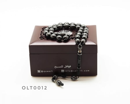 قوافل سبحة من الحجر الأحفوري اولتو مشغولة بالفضة Olt0012