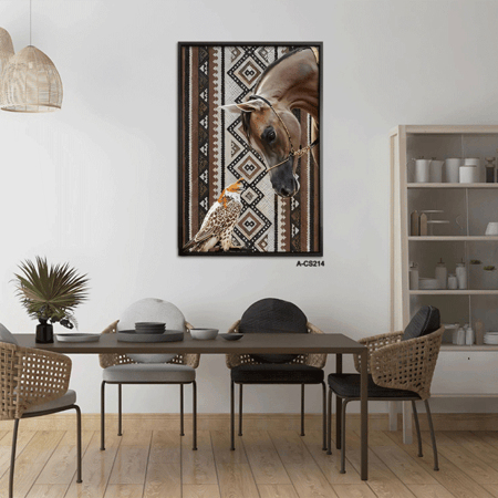 لوحة فنية جدارية مودرن تُظهر صقراً عربياً