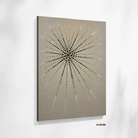 لوحة تجريدية بتصميم شعاعي جبسية تعتمد على فن التنقيط