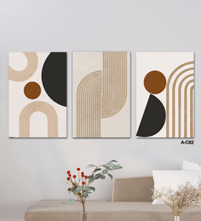 طقم لوحات ثلاثية جدارية مودرن بتصميم "بوهو" تجريدي