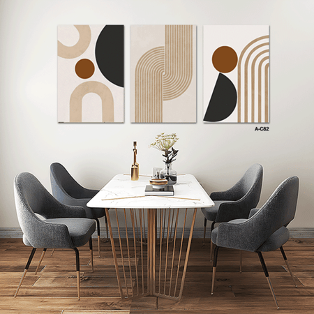 طقم لوحات ثلاثية جدارية مودرن بتصميم "بوهو" تجريدي