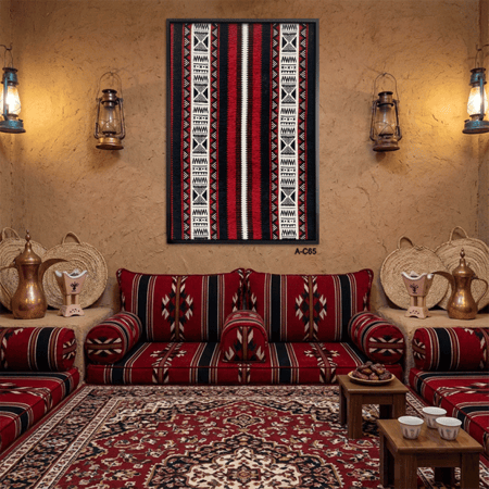 لوحة فنية تراثية مستوحاة من فن السدو التقليدي