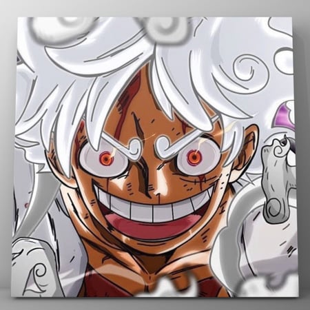 لوحة جدارية لوفي شعر ابيض انمي ون بيس Gear5