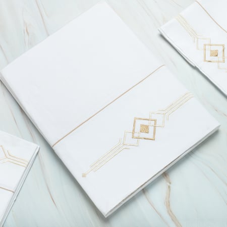 طقم شرشف Daimond أبيض 200 غرزة 6 قطع