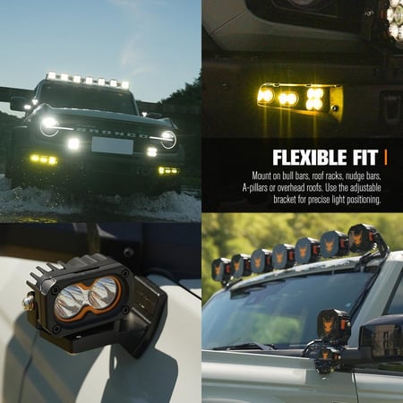 طقم كشافات 3 انش عدستين ليد اوسرام أوف رود من شركة لايت فوكس