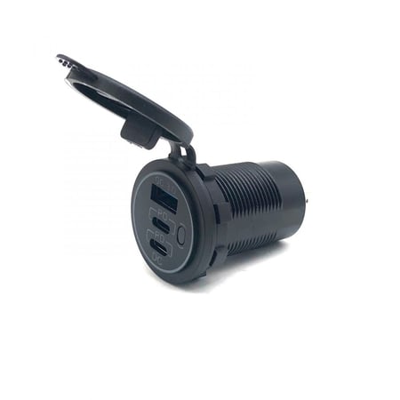 شاحن دائري سريع دبل TYPE C مع USB QC مع فاصل مدمج AC018