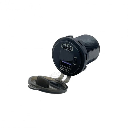 شاحن دائري سريع USB QC3 & TYPE C مع قارئ و فاصل AC013