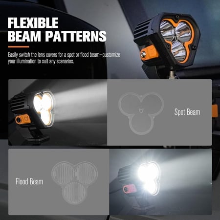 طقم كشافات 3 انش ثلاث عدسات ليد اوسرام أوف رود من شركة لايت فوكس